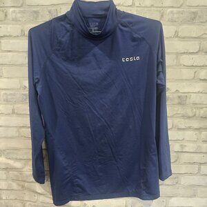 Tesla‎ Swim Shirt Long Sleeve Base Layer Collar Size Medium Blue LN